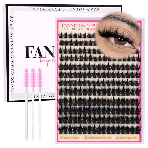 FANXITON Lash Clusters Kit (YL03) D Curl 10-18mm Spiky Volume Faux Lashes No Glue
