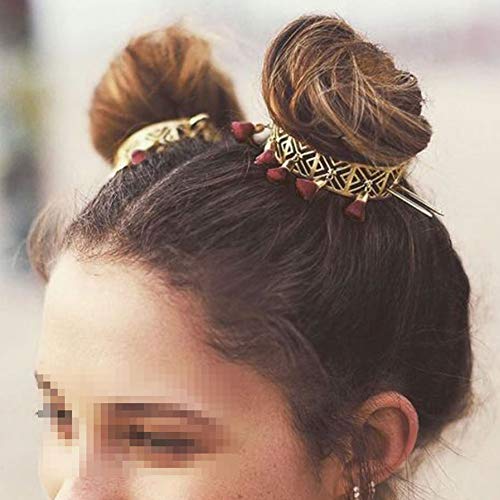 Vintage Alloy Hair Stick & Cuff Set with Tassel Pendants for Women and Girls