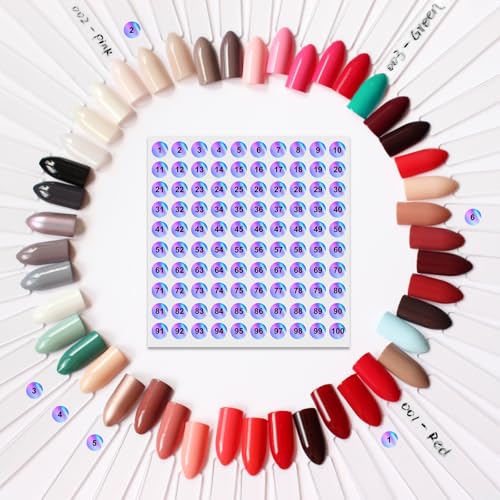 150 Nail Swatch Sticks with Ring & Number Stickers - Acrylic Display