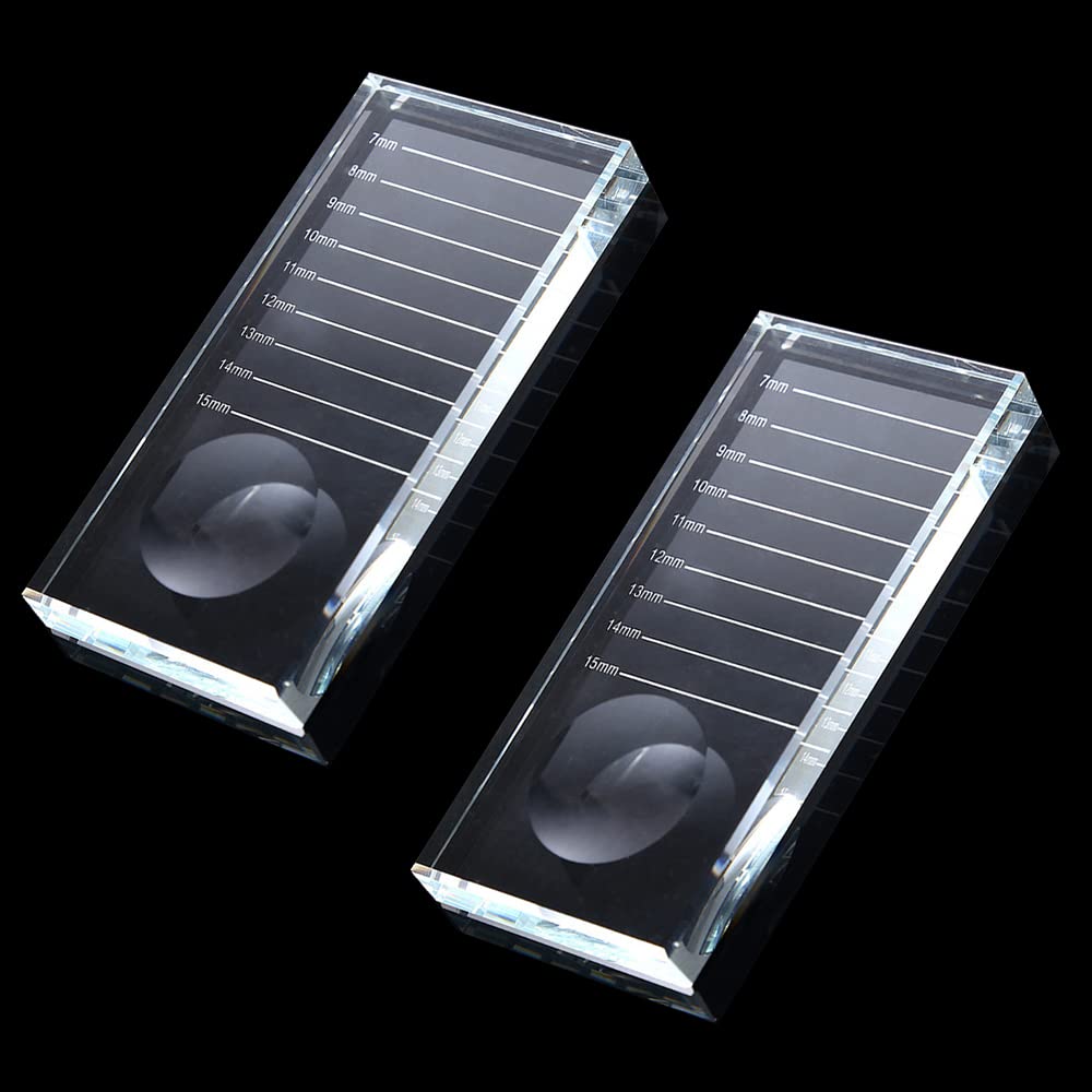 Eyelash Extension Crystal Palette - 2-in-1 Glass Lash Stand Tray for Adhesive Glue | 2 Pcs