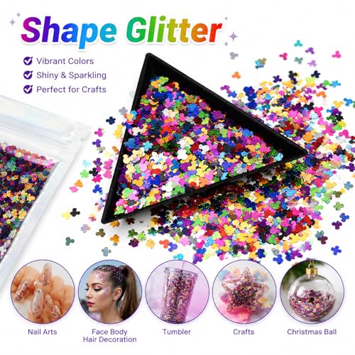 Foluvinzzis Mick-ey Shapes Glitter 30g Holographic Nail & Craft Sequin Mix