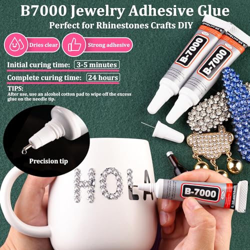 Flatback Rhinestones Craft Kit with B7000 Glue - 12 Sizes & Tools