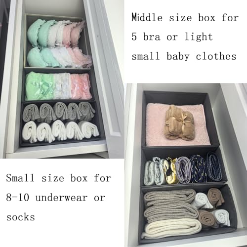 Bructhun Fabric Drawer Organizer Set of 4 - Foldable Storage Bins