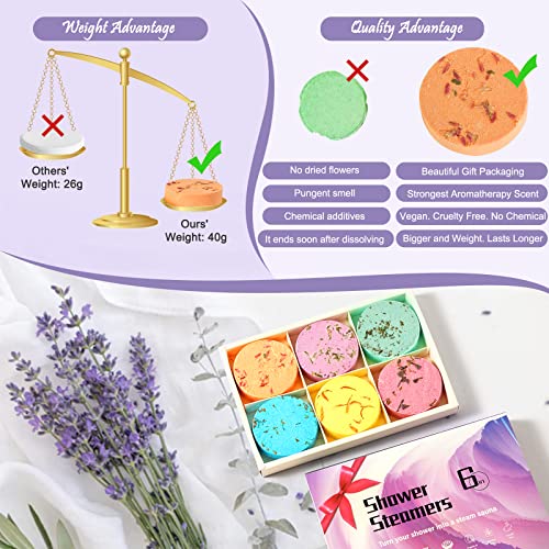 Aromatherapy Shower Steamers 6-Pack - Relaxing Self Care Gifts for Women & Men