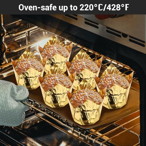EUSOAR 50Pcs Aluminum Foil Cupcake Liners - Eco-Friendly Baking Cups