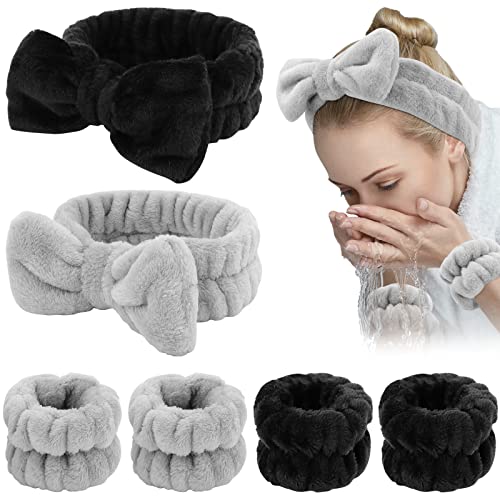 WHAVEL 6-Piece Spa Headband & Wristbands Set for Skincare