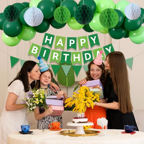 Green Birthday Party Decoration Set with Banner, Balloons & Streamers
