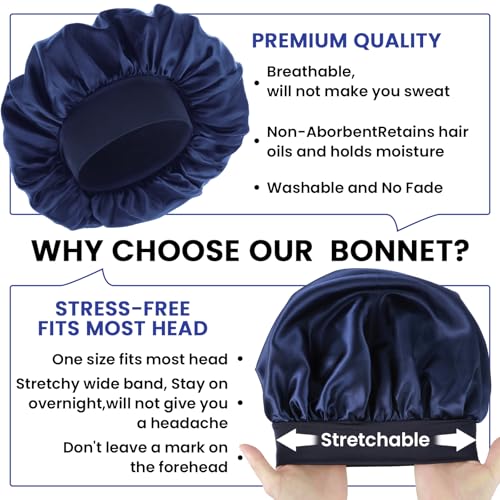 Silk Bonnet for Men & Women - Adjustable Satin Sleep Cap