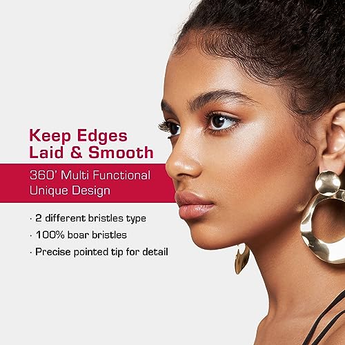 Red by Kiss 4-in-1 Rat Tail Edge Styling Brush with Boar Bristles for Thick Curly Hair