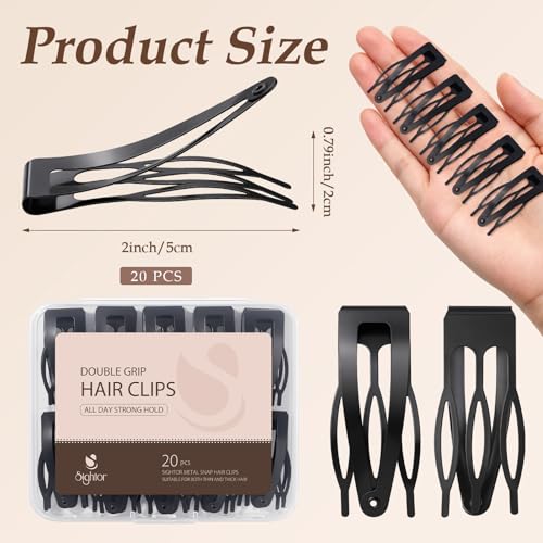 Sightor 20 Pcs Double Grip Metal Hair Clips - Non-Slip Barrettes