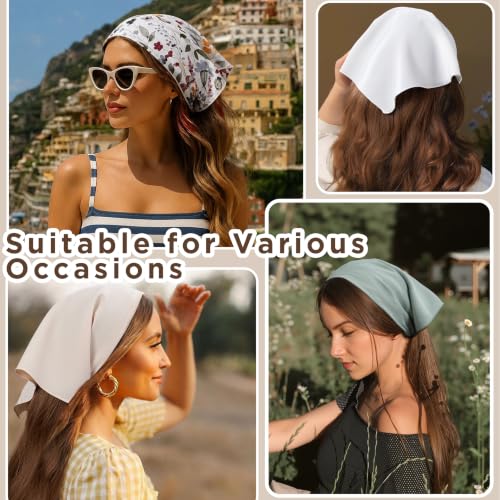 HBselect 4PCS Triangle Bandanas for Women - Black, Beige, Green, Brown