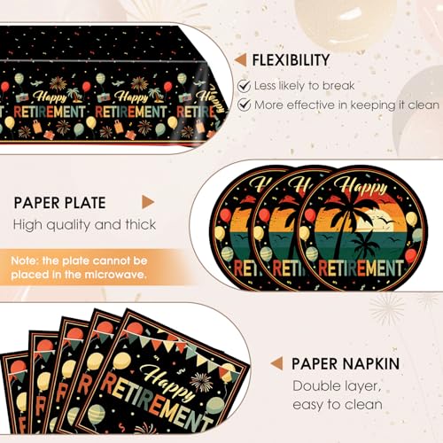 Vintage Retirement Party Supplies Set - 41Pcs Tableware for 20 Guests