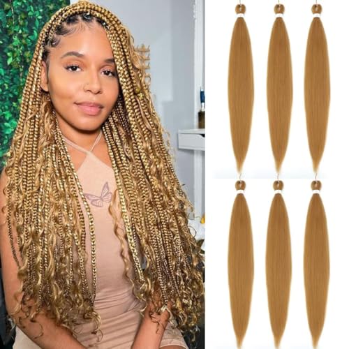 Pre-Stretched Honey Blonde Braiding Hair Extensions - 34 Inch, 6 Packs