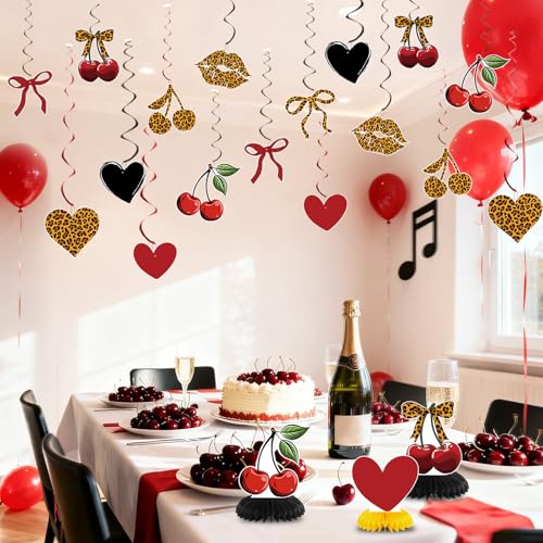 Cheetah Cherry Birthday Party Decorations - 20PCS Leopard Swirls
