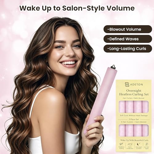 Velvet Heatless Curls Overnight Set with Satin Bonnet - 5 Piece