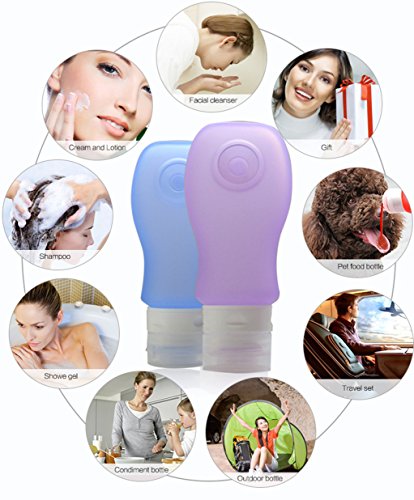 1oz Silicone Travel Bottles - 4 Pack Portable Squeeze Containers - TSA Approved