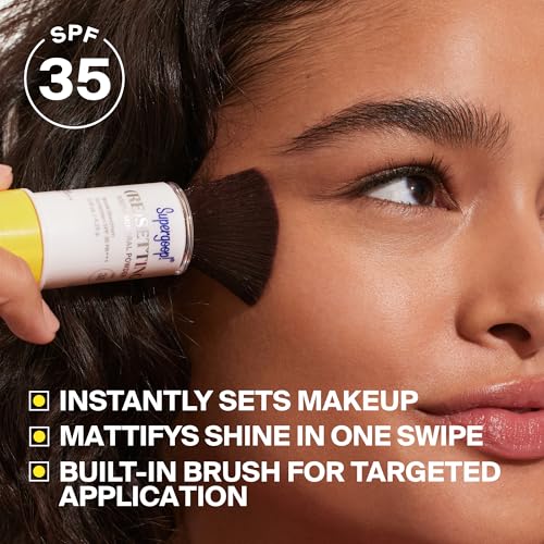 Supergoop! (Re) setting Face Powder SPF 35 - Broad Spectrum Mineral Sunscreen - 0.15 oz - Shine Control, Matte Finishing, On-the-Go Sun Protection