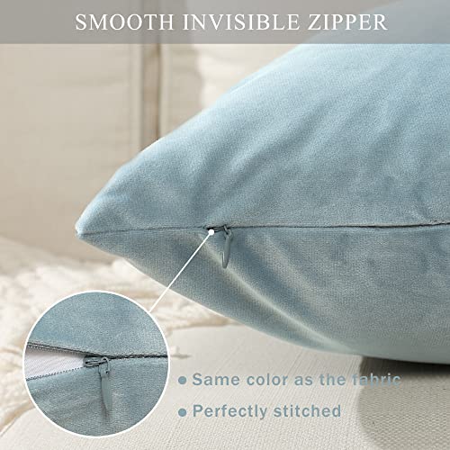 Stellhome Pack of 2 Velvet Throw Pillow Covers, 12x20 inch, Silver Blue