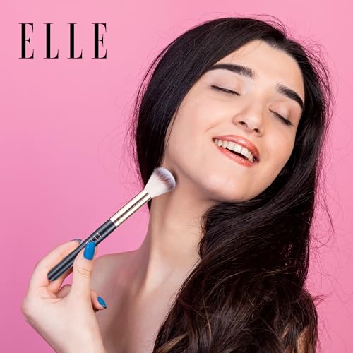 ELLE 10-Piece Professional Makeup Brush Set - Soft Synthetic Bristles