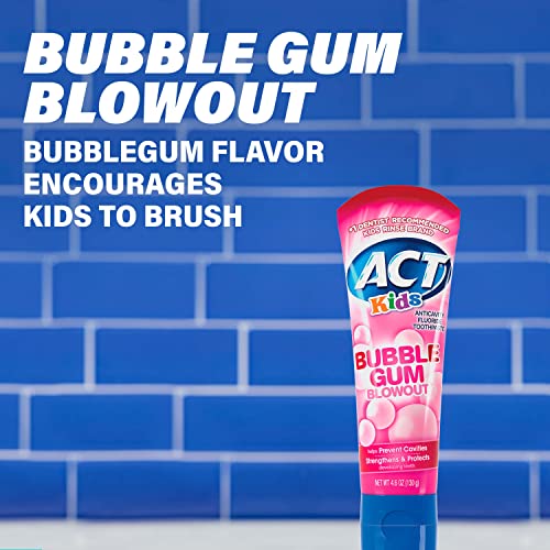 ACT Kids Anticavity Fluoride Toothpaste - Bubble Gum 4.6 oz (2-Pack)