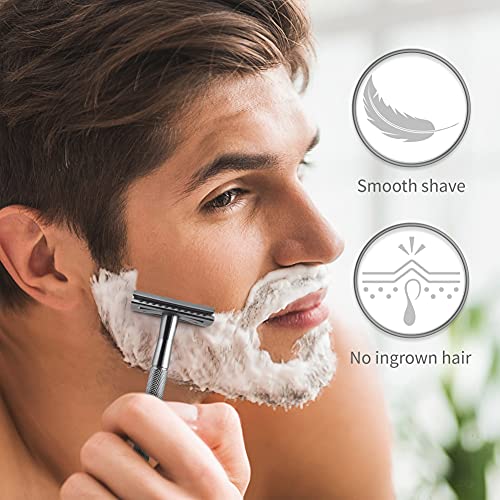 Bambaw Double Edge Safety Razor for Men & Women, Metal Razor with 5 Double Edge Safety Razor Blades, Eco-Friendly Razor ? Silver