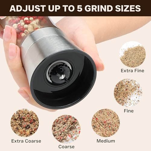 M JINGMEI Stainless Steel Salt and Pepper Grinder Set with Adjustable Coarseness