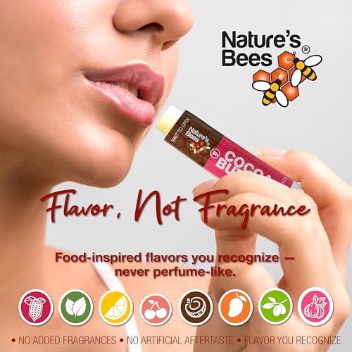 Nature's Bees Cocoa Butter Lip Balm 8 Flavors 24 Pack Cherry Citrus Mint Coconut Mango Olive Shea Original