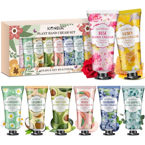 KONEUK 8-Pack Mini Hand Cream Set for Dry Cracked Hands