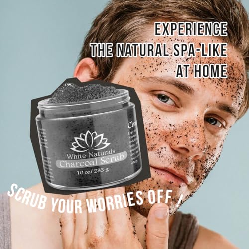 White Naturals Activated Charcoal Body Scrub for Exfoliation & Glow