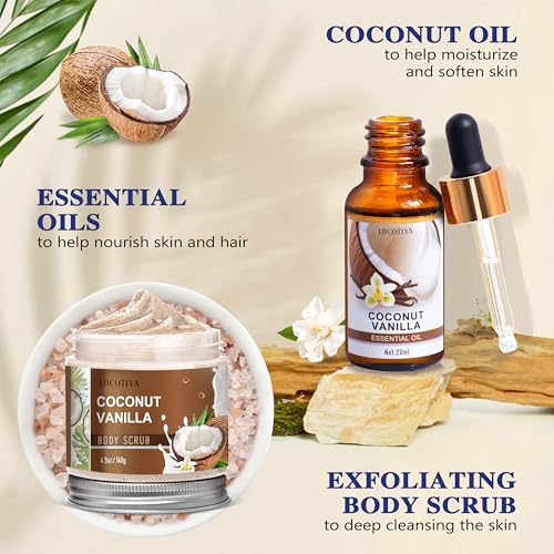 LUCOTIYA Yellow Coconut Vanilla Spa Gift Basket - Self Care Set for Women