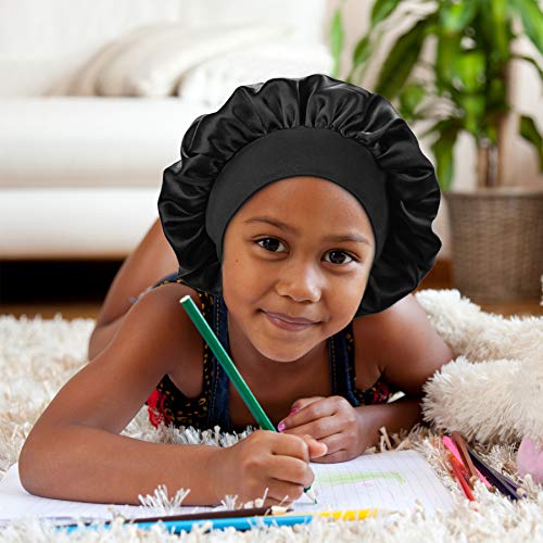 SENGTERM Kids Satin Bonnet, Double Layer Wide Band Sleep Cap for Toddlers