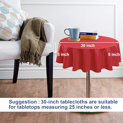 30-Inch Round Red Tablecloth - Waterproof & Stain Resistant Polyester