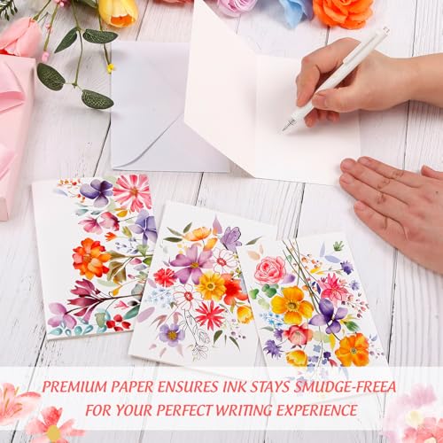 Quera 24 Pack Floral Blank Greeting Cards with Envelopes - 4"x 6"