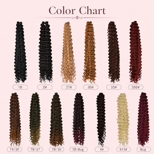FEILIMEI Deep Wave Crochet Hair Extensions #2 24 Inch Pack of 8 - Curly Synthetic Braiding Hair for Women
