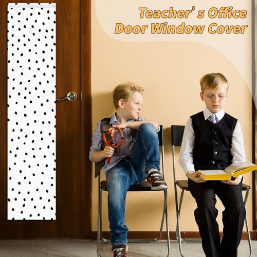 2-Pack Black Polka Dot Classroom Door Window Covers - 47x11in