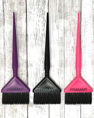 Framar Purple Hair Color Brush Set - 3 Pack Dye Brushes