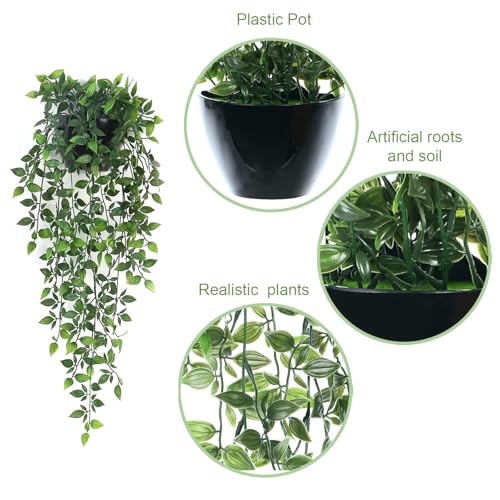 Faux Mandala Vines Hanging Plant with Pot – 21in Artificial Greenery for Indoor & Outdoor Décor