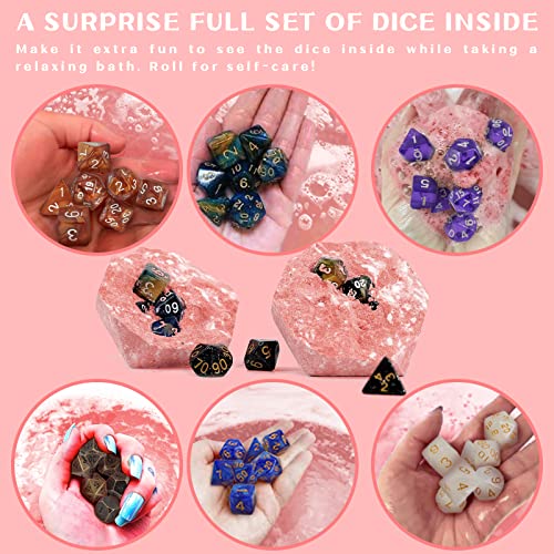 Large D20 Bath Bomb with Surprise Polyhedral Dice | Dragon Blood Scent & Skin-Friendly Ingredients