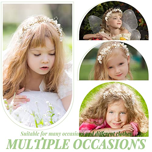 Retrowavy Flower Girl Pearl & Rhinestone Headband, 2-Piece Set