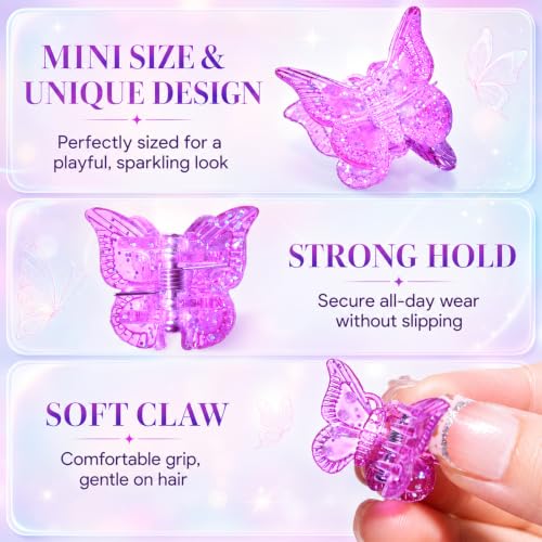 40 Pcs Glitter Butterfly Hair Clips Set for Girls & Women