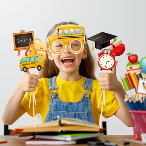Back to School Photo Props Set - School Bus Frame & 18 Accessories