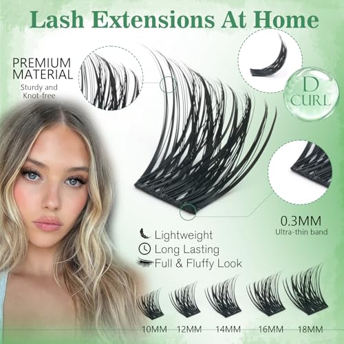 Enchantress Lash Clusters Kit - Fluffy Wispy Individual Lashes (10-18mm)