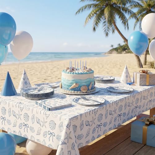 Seashell Birthday Party Tableware Set for 20 Guests - Ocean Bow Theme