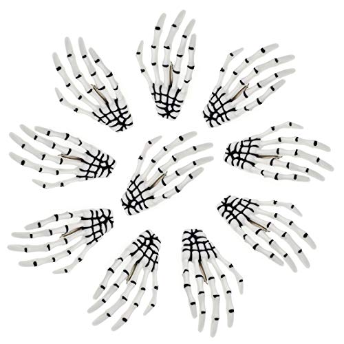 White Skeleton Hands Hair Clips 3 Inch Bone-Shaped Hair Accessories Halloween Party