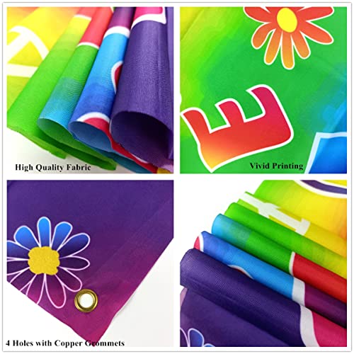 Retro Hippie Backdrop Banner - 71x44 Inch Polyester for 60's Party