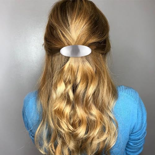 2pcs French Oval Hair Barrette Clips for Women - Gold & Silver