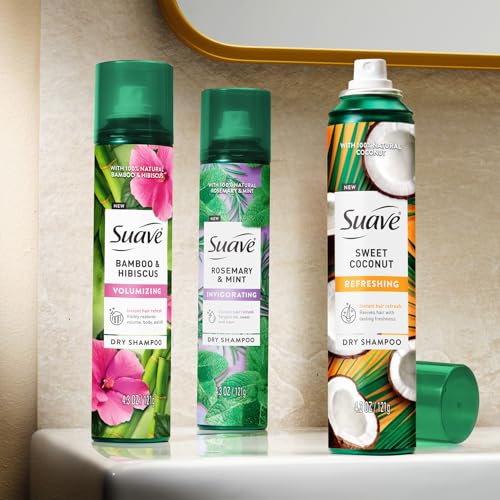 Suave Dry Shampoo Spray Variety 2-Pack: Rosemary Mint & Sweet Coconut