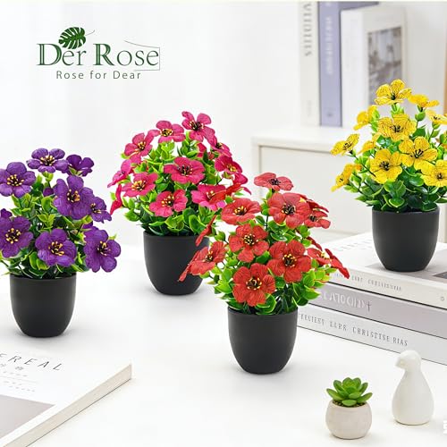 Der Rose 4 Pack Faux Flowers with Aroma Discs for Relaxation
