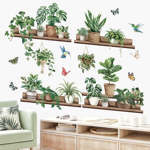 Wondever 3D Potted Plants Wall Decals - Peel & Stick Removable Art