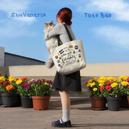 Colorado Tote Bag - Reusable Shopping Handbag with Pocket